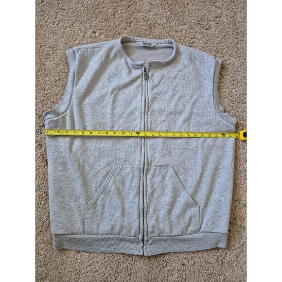 VTG Muleskins Mens Size XL Sleeveless Gray Zip Up Vest Sweatshirt Thermal - Picture 4 of 5